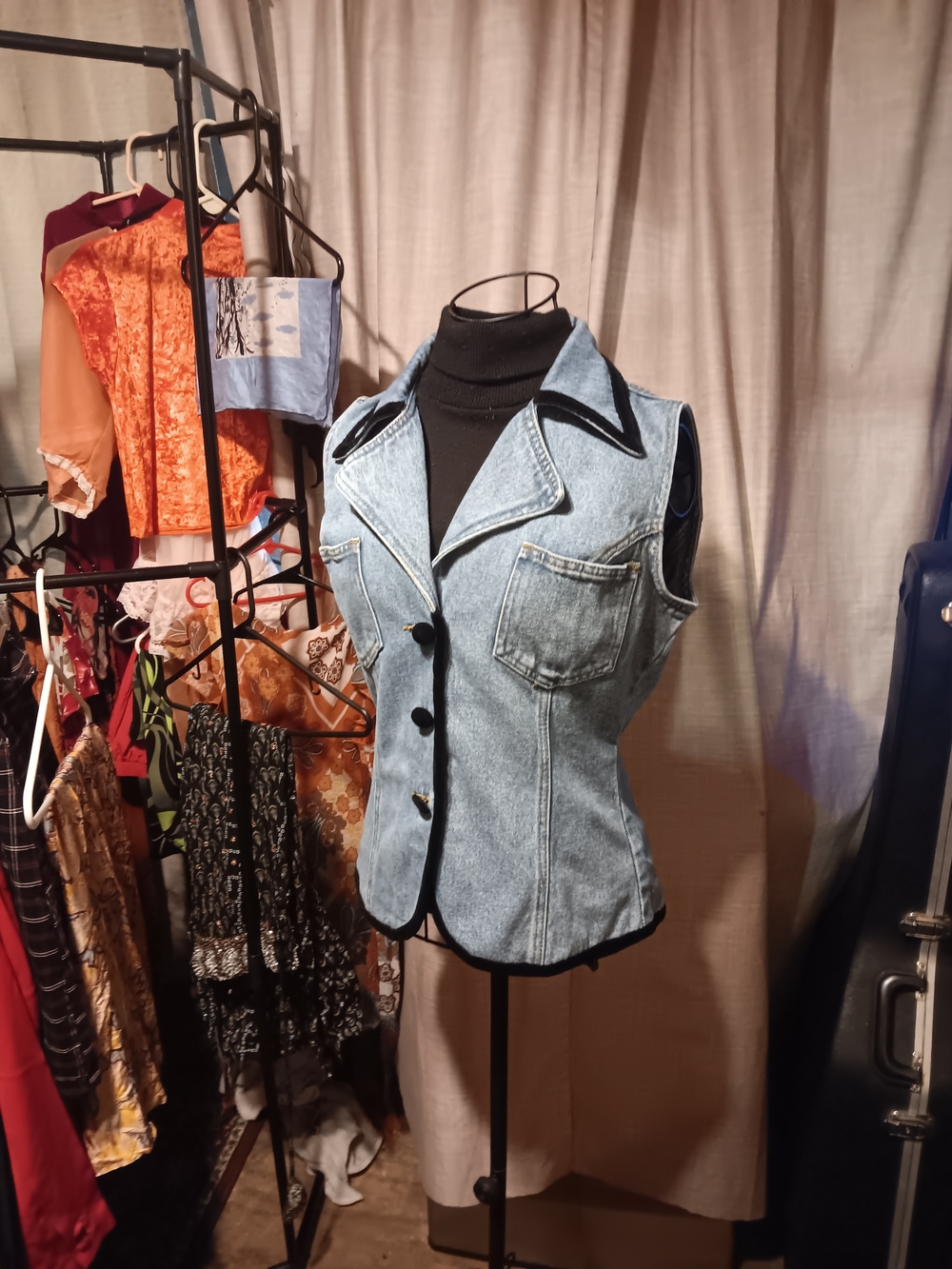 Zanadi Light Blue Denim Vest with Black Trim
